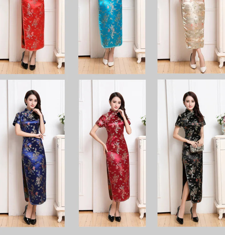 S-6Xl Plus Size Cheongsam Women Elegant Qipao Tradition Chinese Style Dresses Dragon Jacquard Cheongsams Sexy Long Vestidos - Seprincess