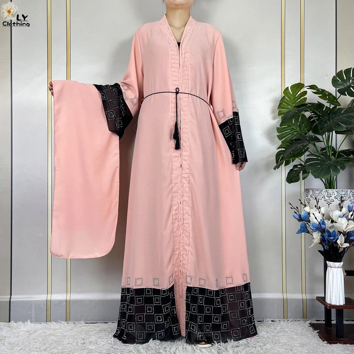 2024 For Women Elegant Dresses Dubai Party Outfits Long Sleeved Chiffon Dashiki Muslim Women Robe Open African Abaya Clothing