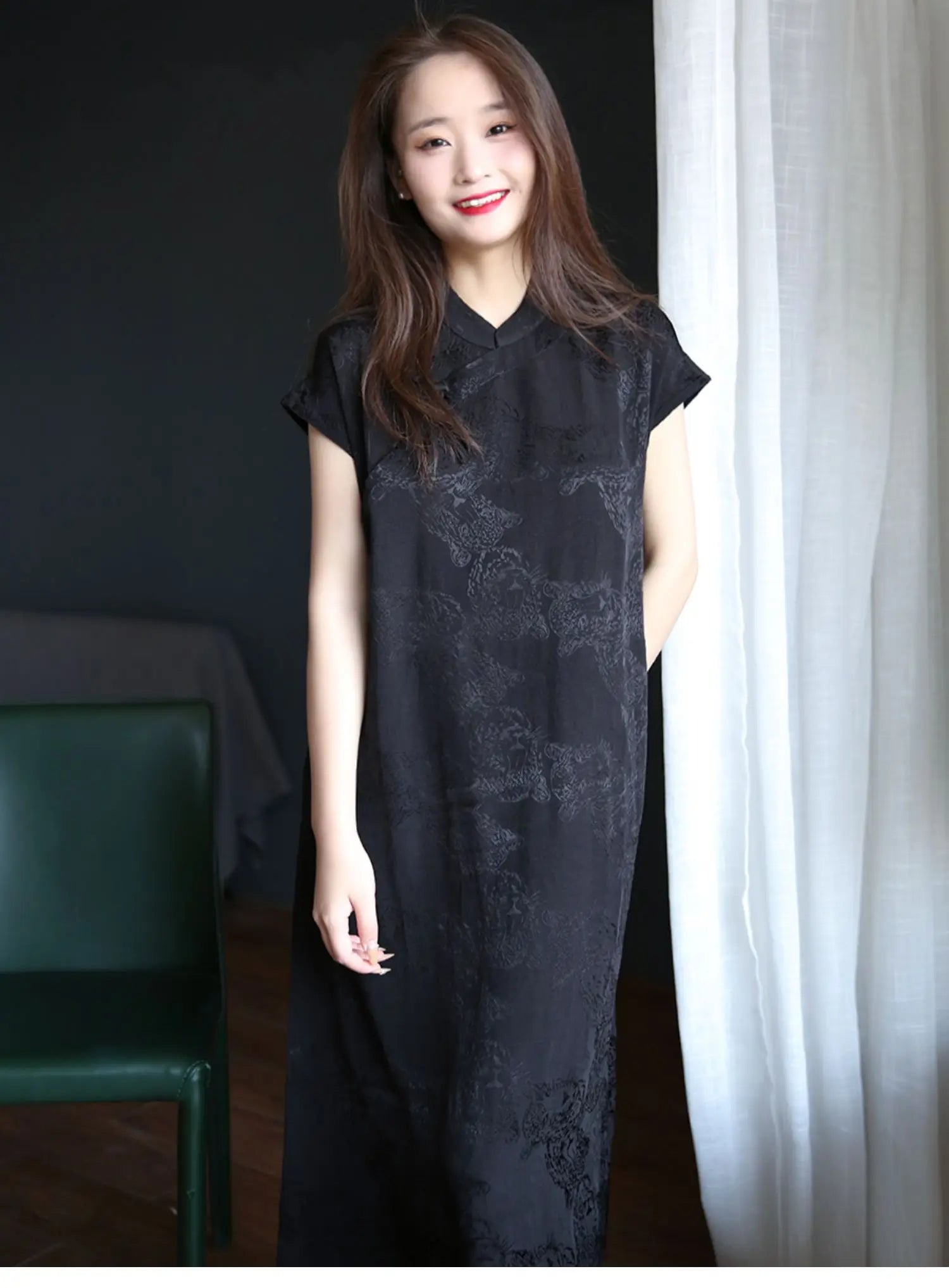 2024 Summer Original Design Cotton Linen Qipao Black Women's Literary Vintage Cheongsam Chinese National Style Dress Women - Seprincess