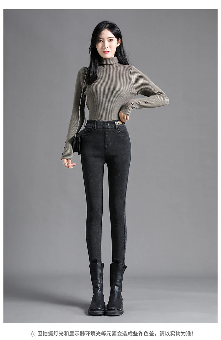 High Waisted Slim Small Leg Denim Jeans For Women New Black Gray High Stretch Pencil Pants Classic High Quality Brand