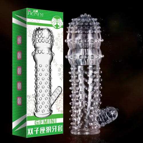 Wolf's Tooth Condom Crystal Single Box Large Particle Stabbing Penis Sleeve Reusable Cock Ring Extender Erotic Condoms for Men