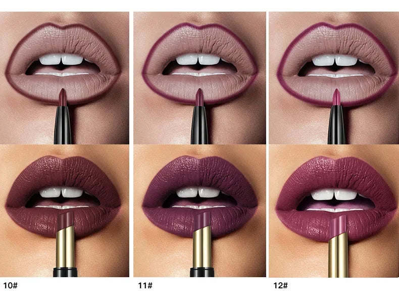 Pudaier 16 Colors Double Ended Lipstick Lip Pencil Combination Waterproof Makeup Long Lasting Beauty Half Matte Lip Stick - Seprincess