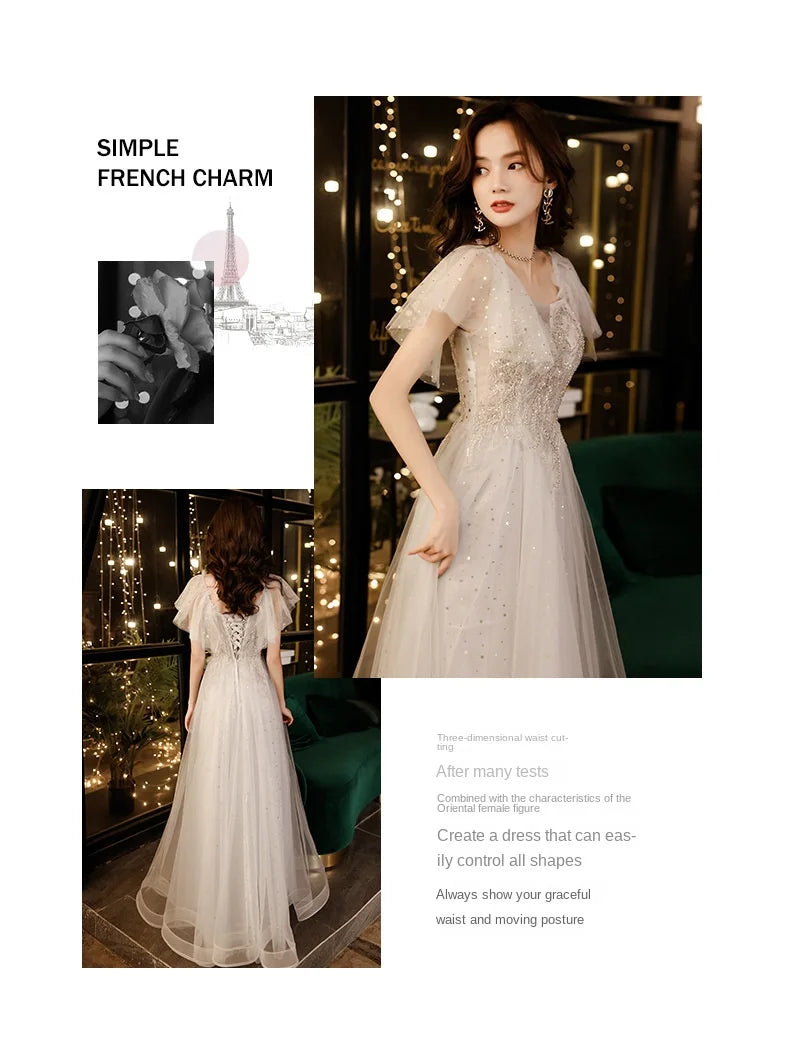 Evening Niche Temperament High-End Small Birthday Art Exam Off-Shoulder Adult Dress - Seprincess