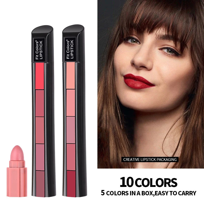 1PC Matte 5-color Lipstick Set Velvet Lip Stick Non-stick Lip Gloss Long Lasting Waterproof Sexy Red Lipstick Lip Makeup - Seprincess