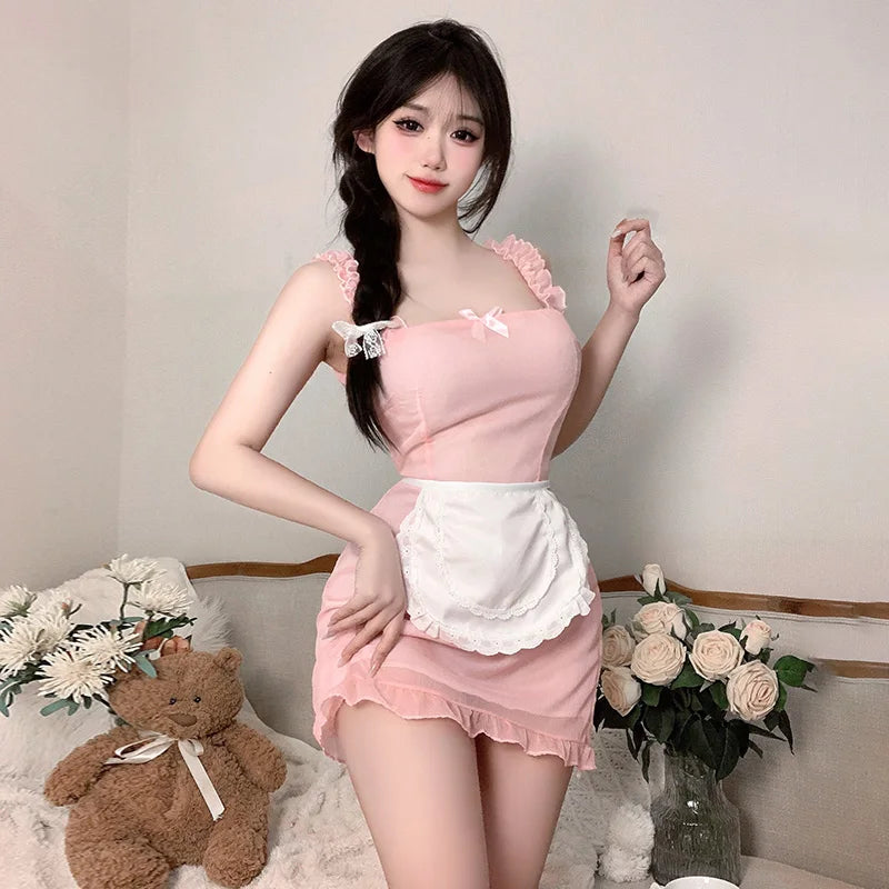 Dress Lace lace tight fitting maid outfit uniform seductive bag hip skirt Women's dress traffic store Party dress - Seprincess