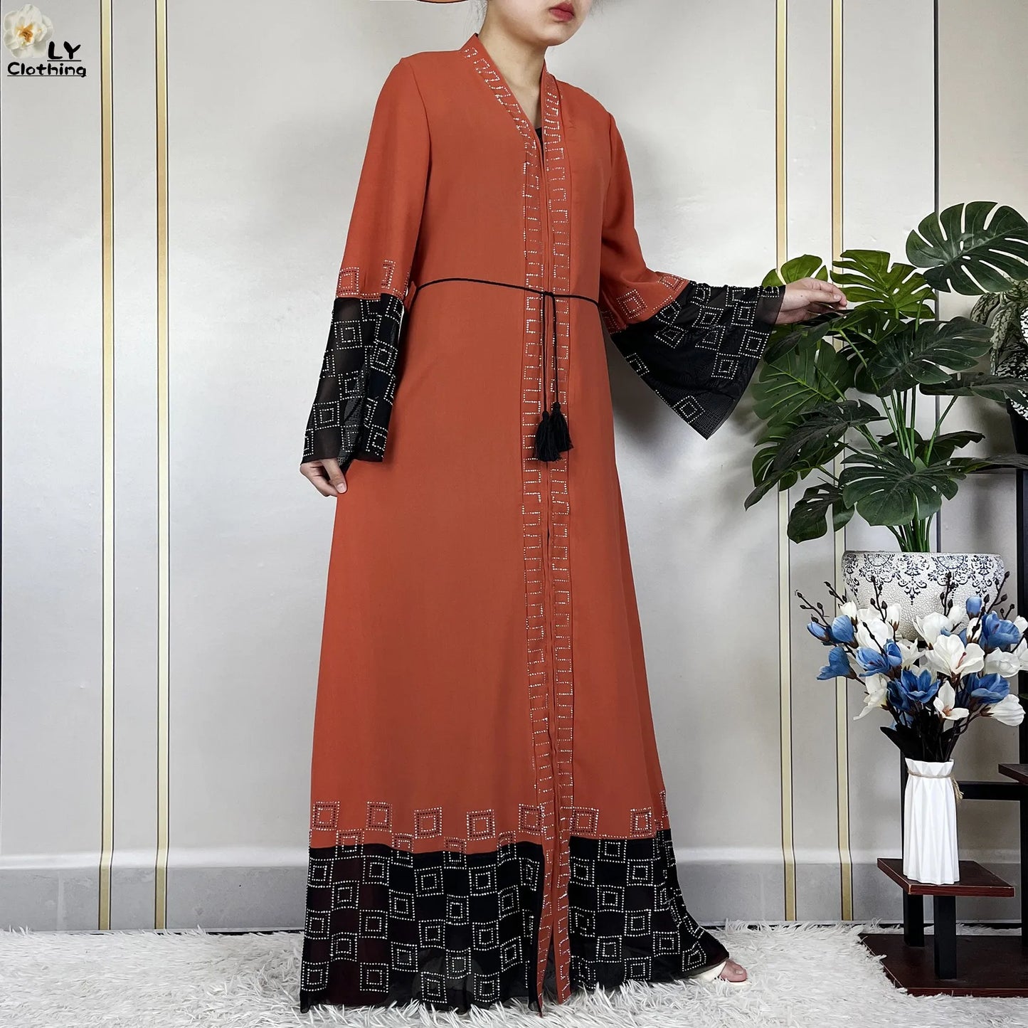 2024 For Women Elegant Dresses Dubai Party Outfits Long Sleeved Chiffon Dashiki Muslim Women Robe Open African Abaya Clothing