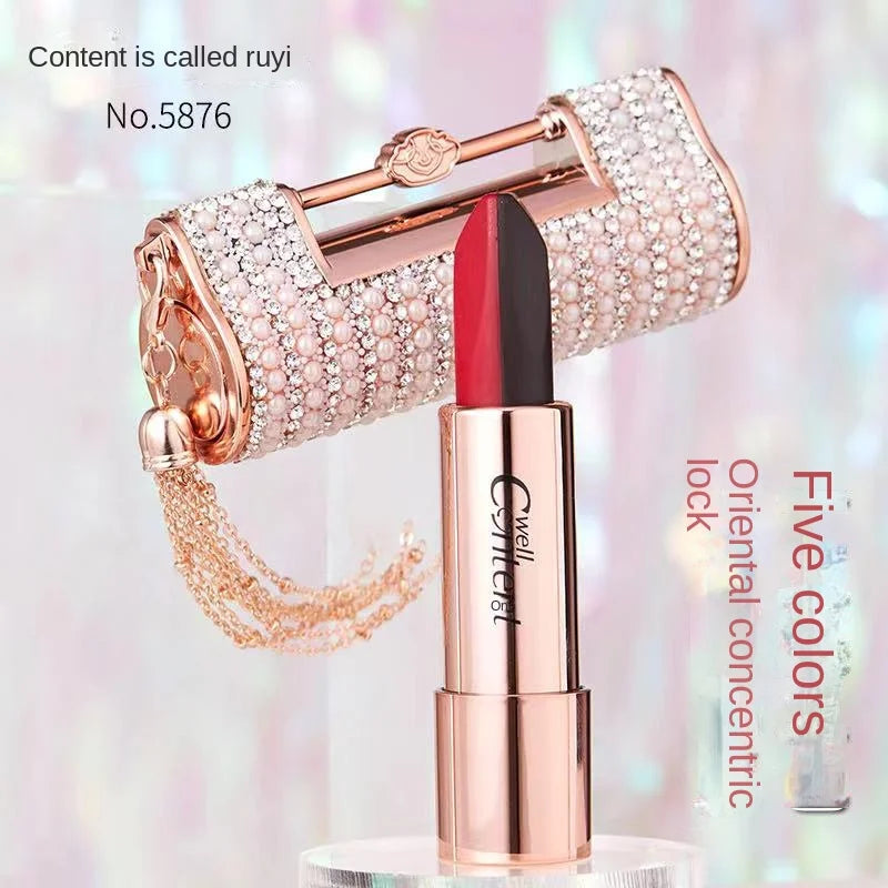 5 in 1 Oriental Classical Beauty Concentric Lock Lipstick Matte Pigmented Waterproof Makeup Silky Touch Charming Cosmetic - Seprincess