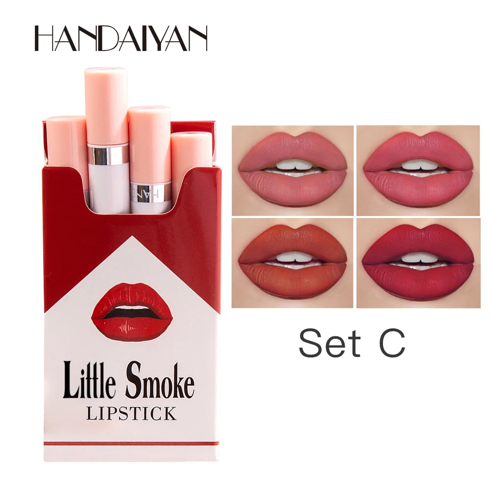 Handaiyan matte lipstick 4pcs/set velvet small cigarette lipstick set that is not easy to fade - Seprincess