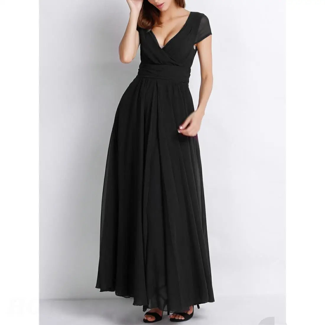 2023 Women Ladies Clothing Short-Sleeve Sexy Club Boho Beach Dress Lady Summer Deep V Neck Party Long Maxi Dress - Seprincess