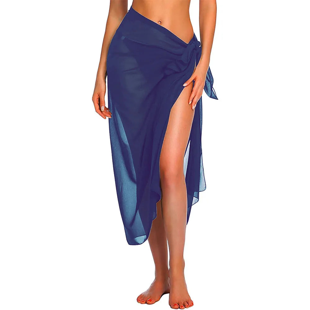 Womens Long&Short Sarong Swimsuit Coverups Summer Beach Bikini Wrap Sheer Short Skirt Scarf for Swimwear Cover-ups