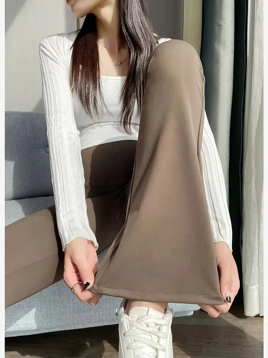 Spring Autumn Maternity Flare Pants Thin Summer Belly Trousers High Waist Pregnant Womens Shark Skin Leggings Pregnancy Boot Cut