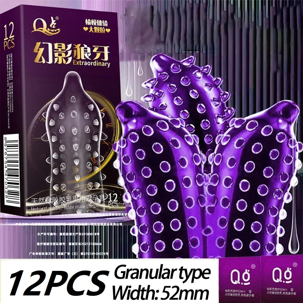 Ultrathin Ribbed Condoms Long-lasting Sex Toys with Dotted Granular Threaded Passionate Lock Sperm Stimulation for Men Sex Goods - Seprincess