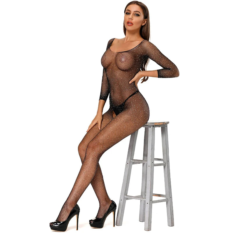 Bodysuit Tight fitting mesh jacket with exposed breasts and deep V-belt pantyhose sexy lingerie new items sissyfikation - Seprincess