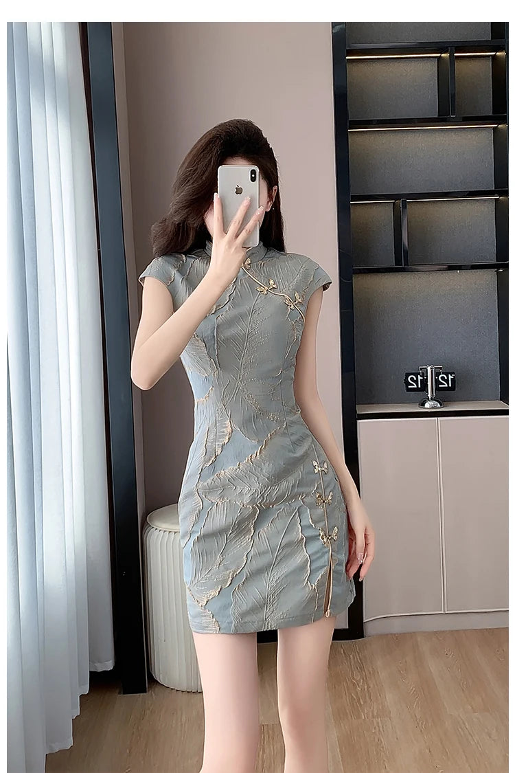 Chinese Style Short Qipao Dress Summer High-End Split Modern Improved Fashion Cheongsam - Seprincess