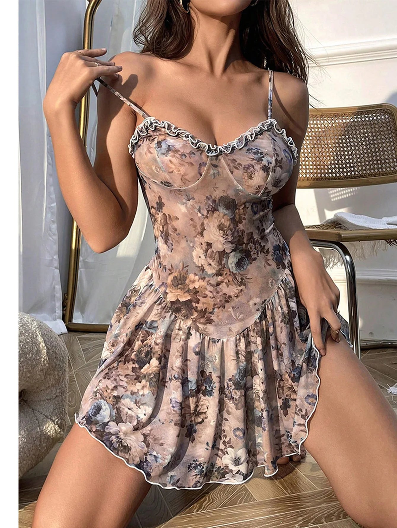 Babydolls Strap Tight Floral Lace Short ethical toys women's ethical costumes sexy-underwear-woman adult large xxxl dresses xxx - Seprincess