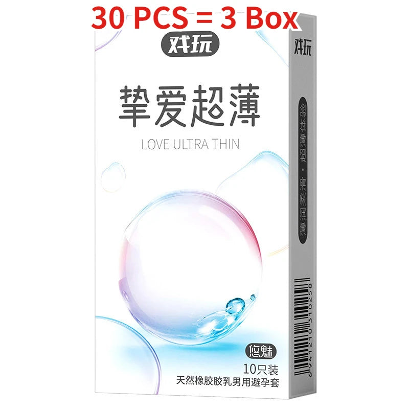 30PCS Ultra-thin Condoms Penis Sleeves Adult Couple Sex Products for Men Safe Contraception Condoms Male Cock Sleeves Sexshop - Seprincess