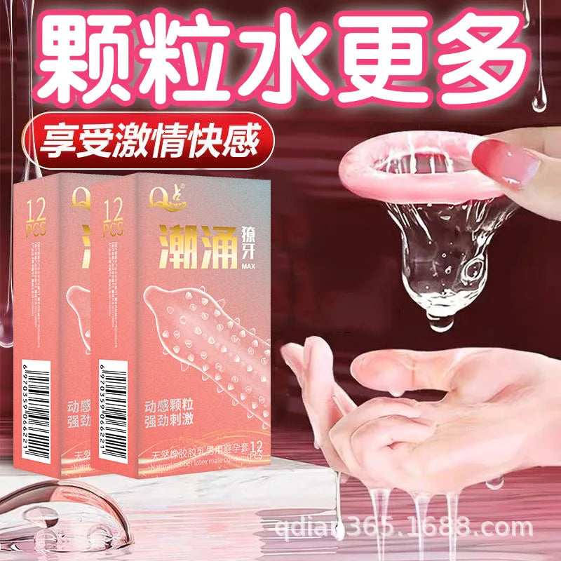 12pcs Female Climax Pleasure Condoms With 9D Point Spikes Men's Condoms Sex Toys G Spot Stimulation Penis Sleeve Adult Supplies - Seprincess