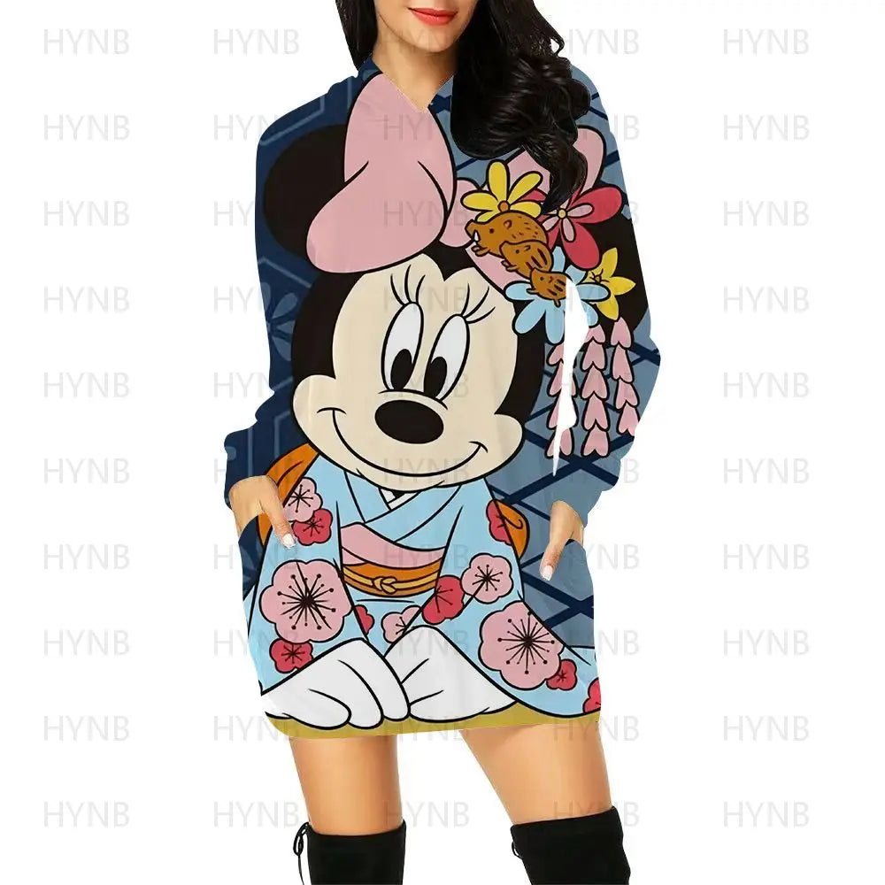 Sweater Dress Elegant Dresses for Women Long Sleeves Luxury Party Hoodie Disney Kawaii Mickey Women's 2024 Mini Minnie Mouse Y2k - Seprincess