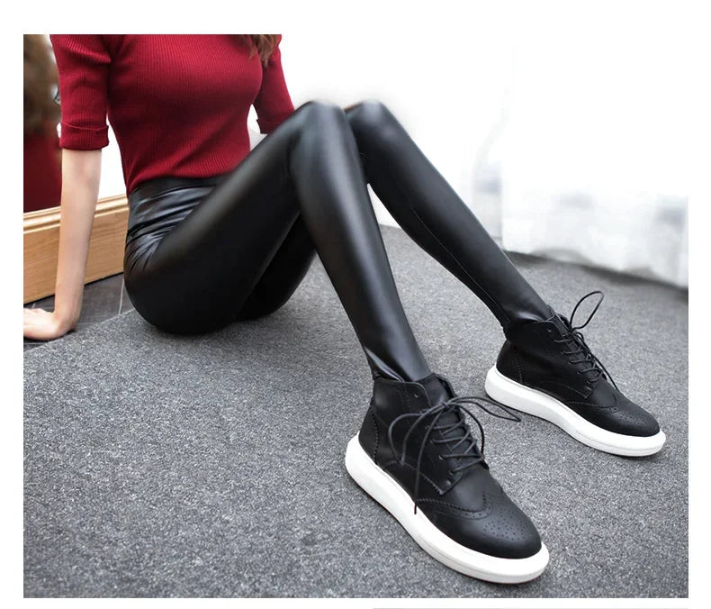 Thickened Fleece-lined Women's Winter Tights High-waisted Elastic Dull-finish Leggings Outerwear For Cold Weather