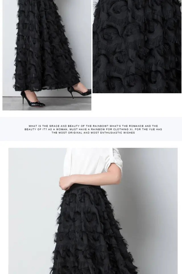 Tassel Skirts Women Classic Vintage Femme Elegant Soft Autumn All-match Tender Aesthetic Slim Mujer Hot Sale Solid Korean Style - Seprincess