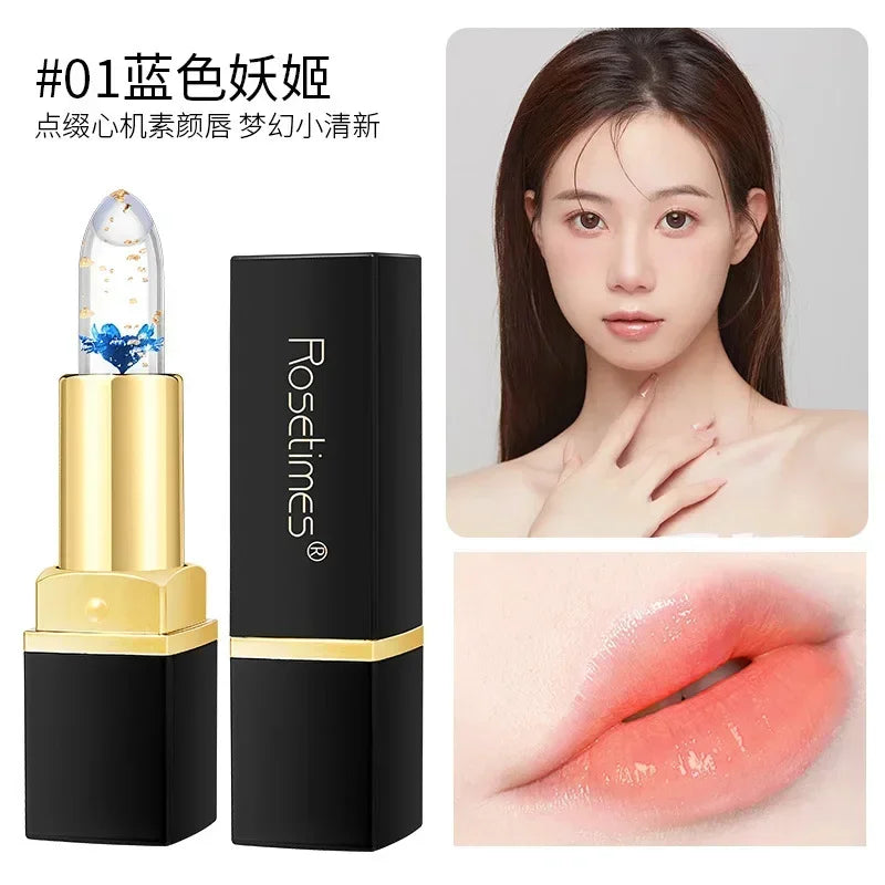 Flower Transparent Lipstick Lasting Moisturizer Crystal Jelly Lipsticks Temperature Color Changing Waterproof Lip Balm