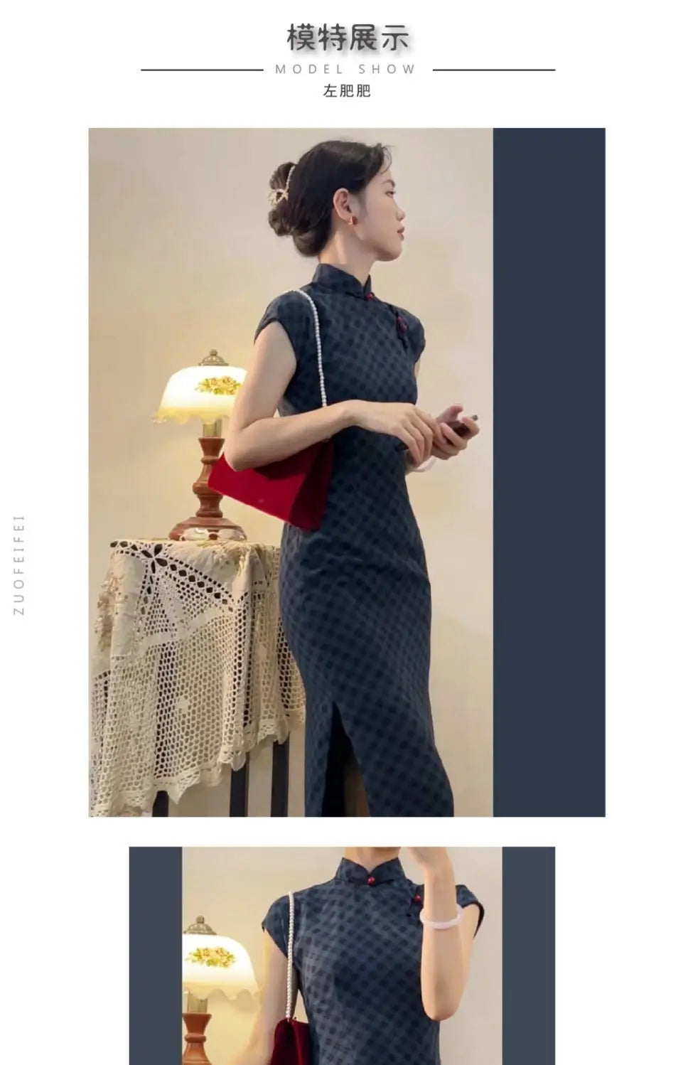 Qipao Mujer Vestido 2023 New Chinese Waist Slim China Style Dress Elegant Navy Blue Improved Cheongsam Dress for Women - Seprincess