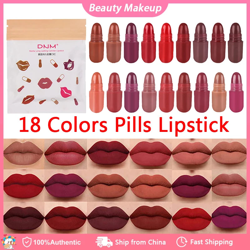 Pills Lipstick  6/10/18 Colors Long Lasting Pill Lipstick Cute Waterproof Non-Fading Lipstick Velvet Matte Lipstick Set - Seprincess