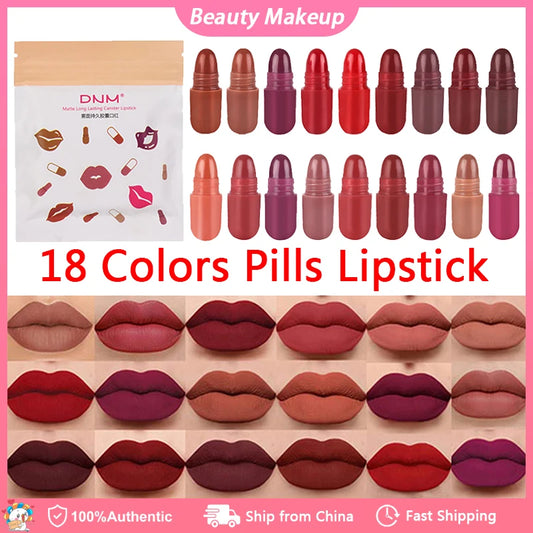 Pills Lipstick  6/10/18 Colors Long Lasting Pill Lipstick Cute Waterproof Non-Fading Lipstick Velvet Matte Lipstick Set - Seprincess