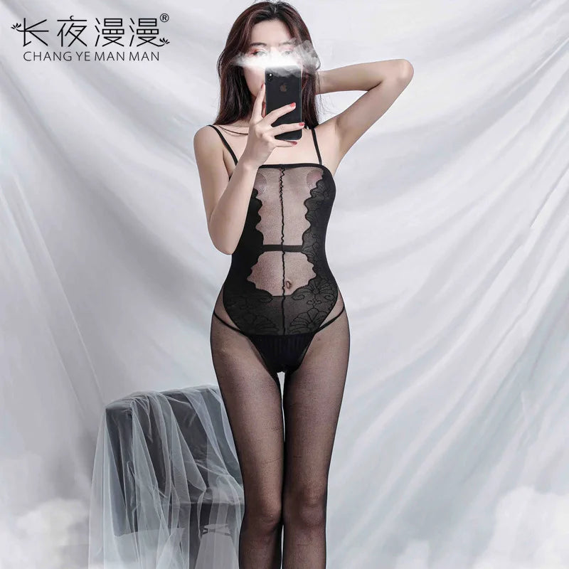 Women's Underwear Passion Transparent Sexy Seduction Open Mesh Stockings Uniform Night Lost Night Dress Suit