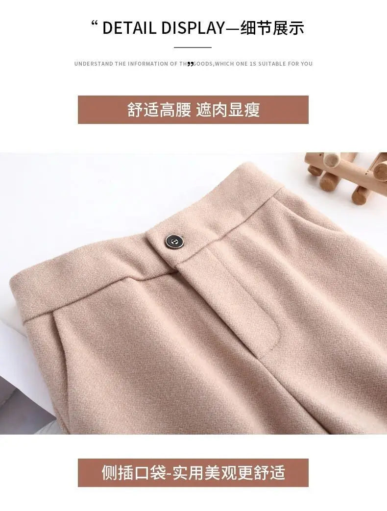 Autumn and Winter New Style Elastic Waist Boot-cut Pants High Waist Slim Straight Pants Fashion Women's Elastic Casual Pants