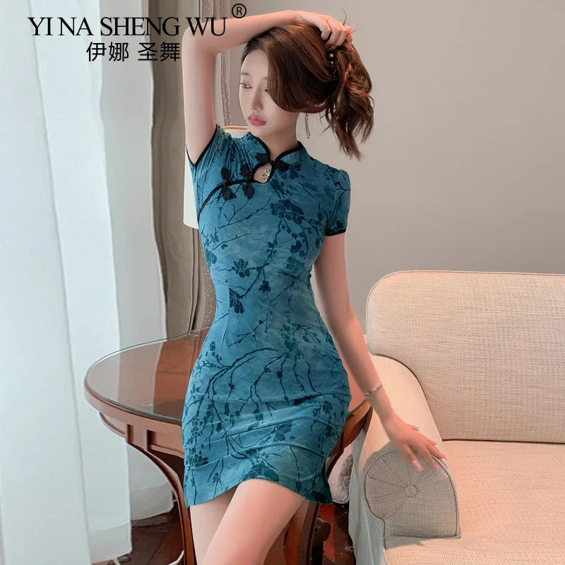 Sexy Club Mini Dress Arrival Vintage Chinese Style Women's Qipao Spring Sexy Party Sheath Dresses Mujer Vestidos Cheongsam New - Seprincess