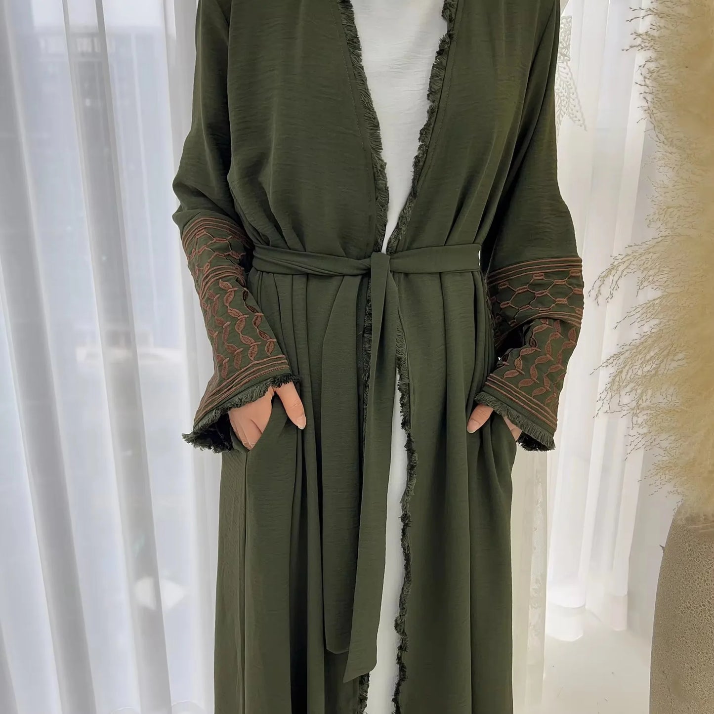 Fashion Embroidery Kimono Oversized Muslim Robe abaya syari female full length Taseel Muslim abaya Worship Service abayas wy1969