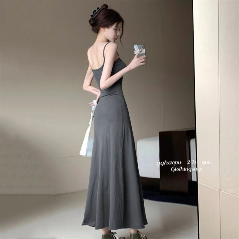 Dress Women A-line Minimalist Solid All-match Backless Elegant High Waist Leisure Popular Korean Style Female Tender Summer Cozy - Seprincess