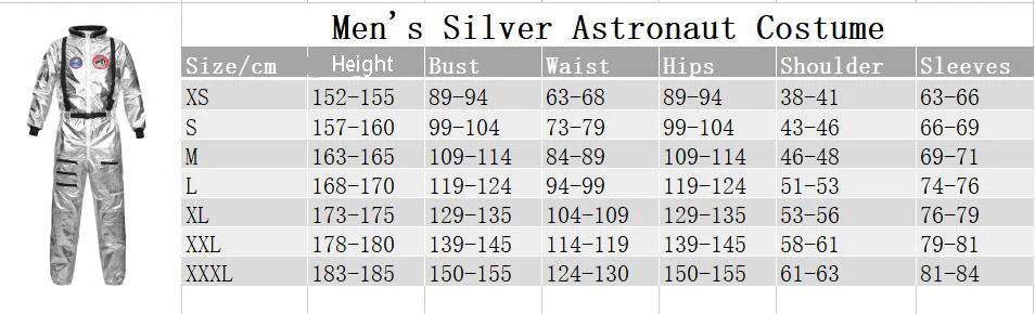 Halloween Christmas Silver Spaceman Men Women Space Suit Adult Children Astronaut Costume Family Party Dress Up Birthday Gift - Seprincess