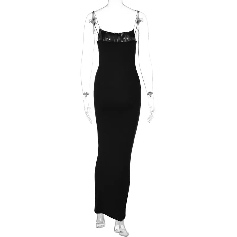 Spaghetti Strap Black Bodycon Dress White Club Outfits For Women Clothing Summer Long Evening Dresses Elegant Vestidos De Mujer - Seprincess