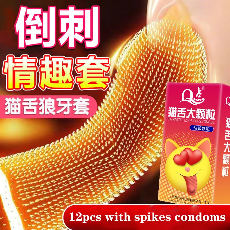 12pcs G Point Spikes Condoms For Men Delay Ejaculation Penis Sleeve Vaginal Climax Stimulation Adult Supplies Big Dots Sex Toys - Seprincess