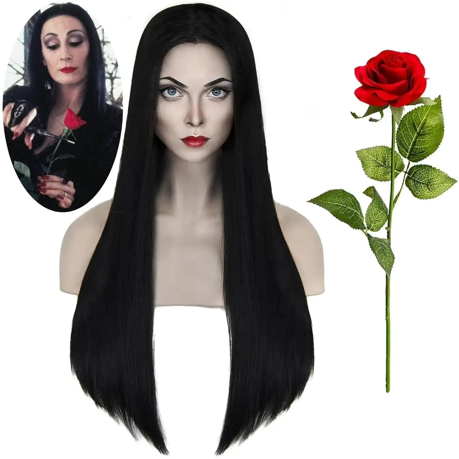 Women Morticia Addams Costume Dress with Rose Addams Family Halloween Costumes Pugsley Cosplay Costume - Seprincess