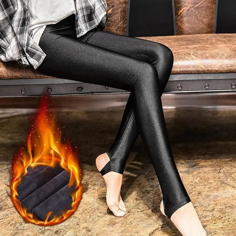 350-500g Fleece-lined Leggings for Warmth and Style -Perfect for Fall and Winter Warm Outer Wear Women's High Waist Pencil Pants