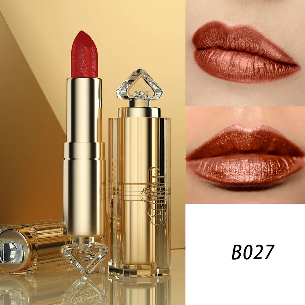 Metallic Coral Orange Lipstick for Women Nude Pink Lipsticks Long Lasting High Shine Glitter Lipstick No Smudge Full-Coverage - Seprincess