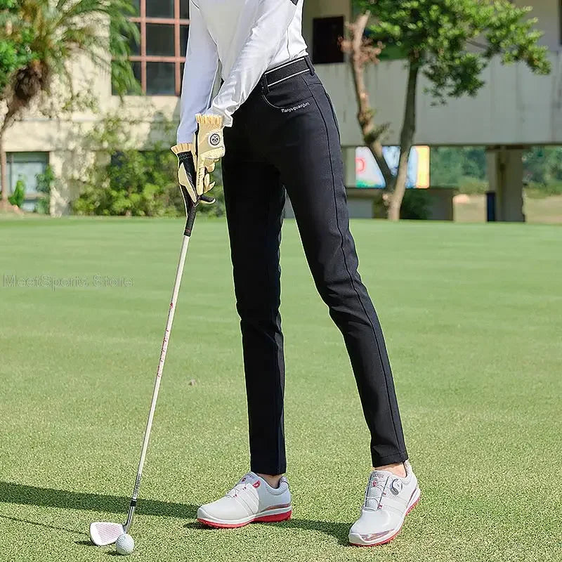 Ttygj Plus Velvet Ladies Slim Trousers Autumn Winter Golf Pants Women Waterproof Sports Tennis Pants Warm Long Trousers XS-XXL