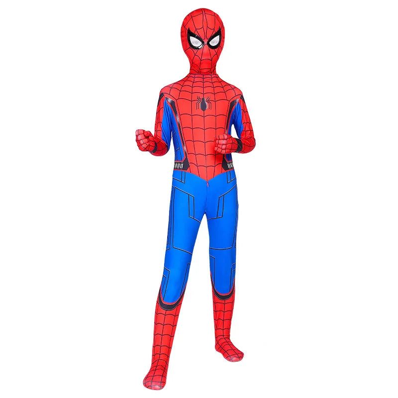 Kids Superhero Spider Costume Spandex Jumpsuit Halloween Cosplay Costumes Bodysuit Kids Head Cover Separation Party Set - Seprincess