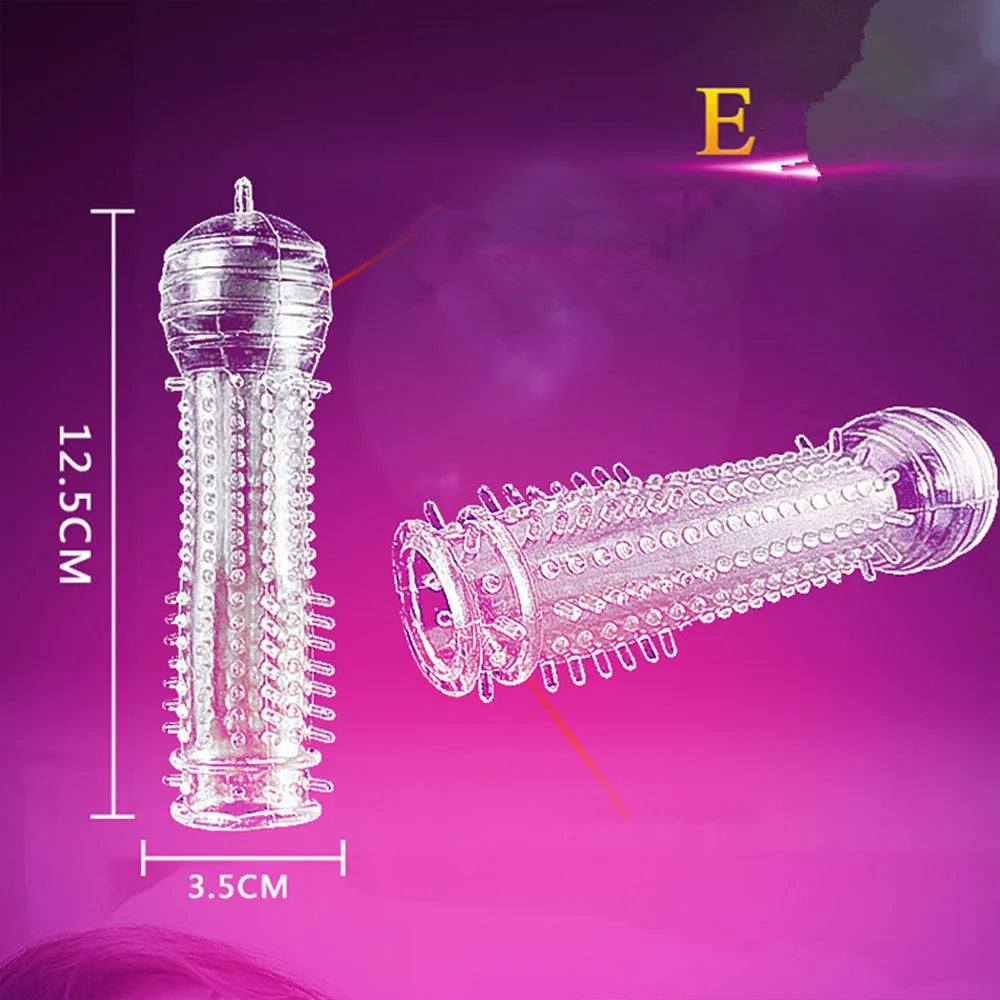 1PCS Reusable Condoms For Men Delay Ejaculation Spike Dotted Penis Sleeve Adult Sex Toys Condom Cock Extender Dildo Cover Sleeve - Seprincess