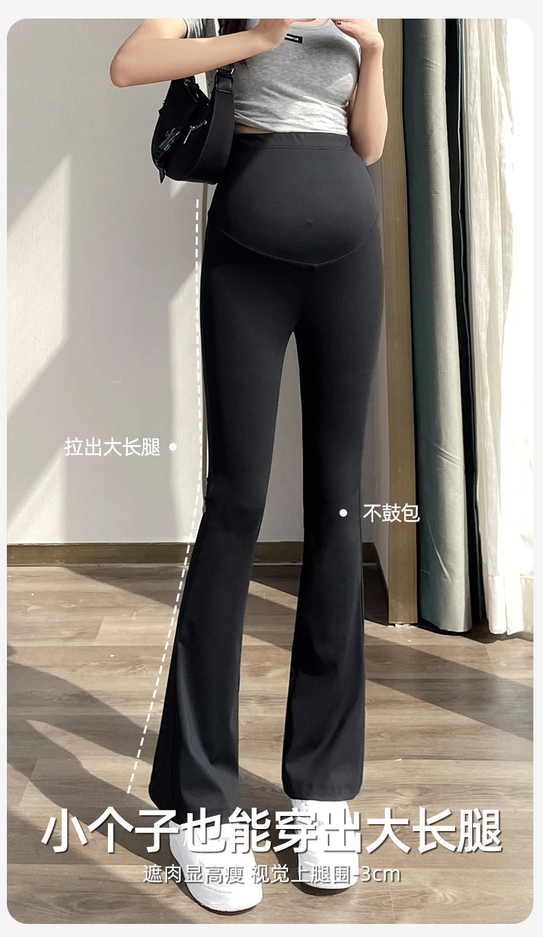 Maternity Yoga Pants For Summer 2024 New Clothes For Pregnant Women Fashion Solid Pregnancy Flare Shark Trousers Leggings M-xxl