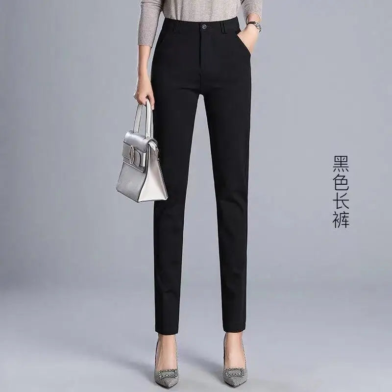 White Pants 2024 New Spring Summer High Waist Slim Stretch Pencil Pants Office Ladies Elegant Suit Pants Women Straight Trousers