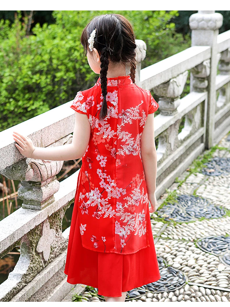 1pcs/lot chinese style children Girl Traditional Cheongsam Hanfu Dress Kids Princess Costume - Seprincess