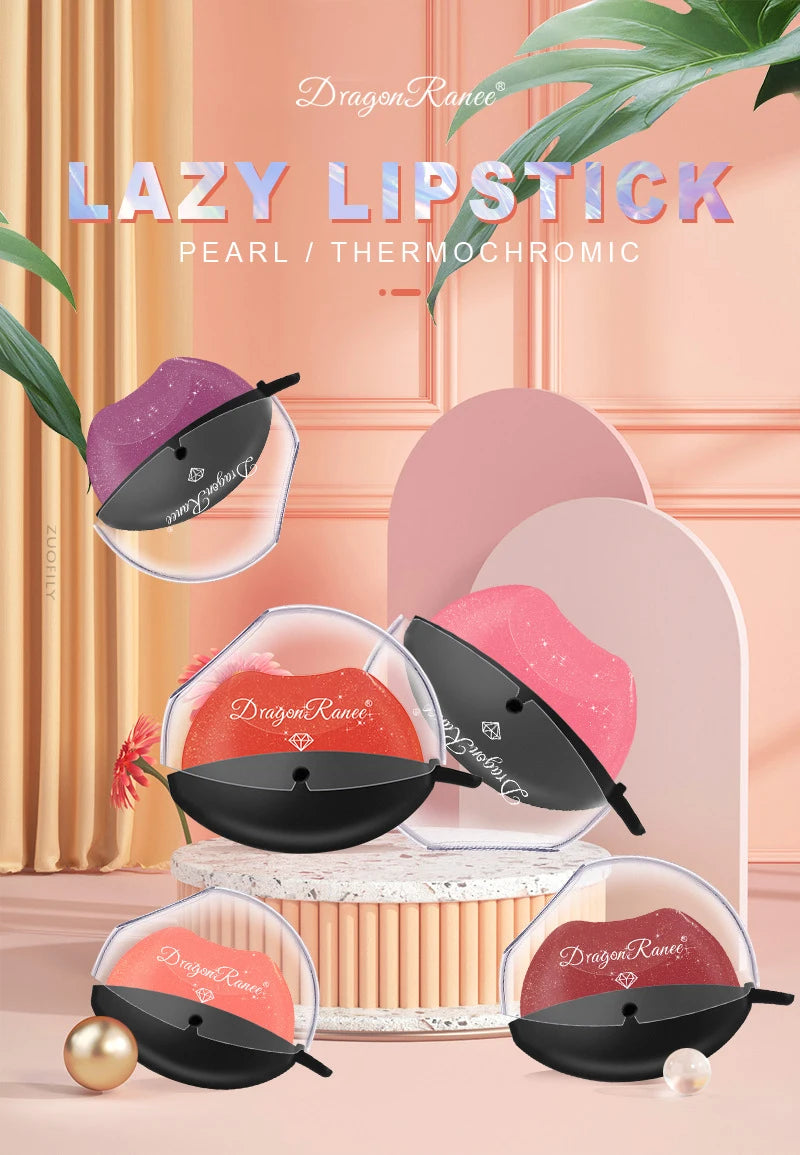 Lip-shaped Lipstick Makeup Temperature Color Changing Lazy Lipstick Velvet Matte Moisturizing Lip Gloss Waterproof Non-stick Cup - Seprincess