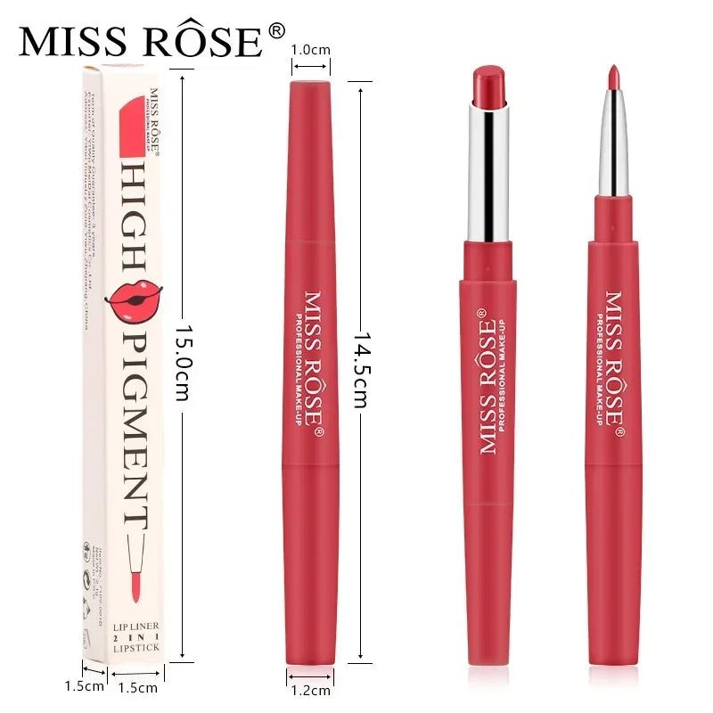 Miss Rose Double-end Lipstick Lipgloss Pencil Makeup Long Lasting Tint Sexy Red Lip Stick Beauty Matte Lip Gloss Pen Cosmetic - Seprincess