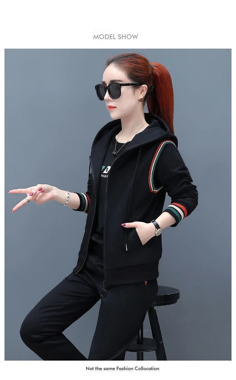 Fashion Women's Suit 2024 New Korean Version Spring and Autumn Long Sleeve Top Casual Sportswear Elegant Women's Three Suits - Seprincess