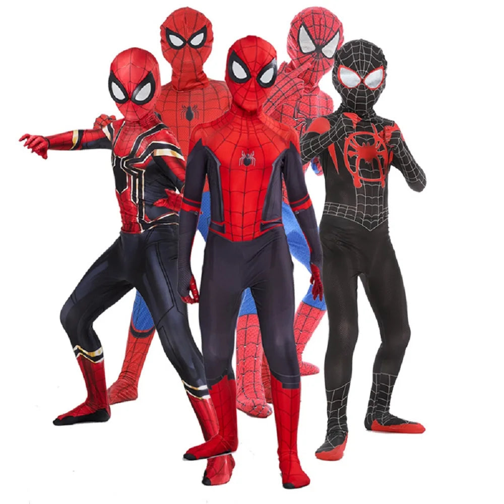 Child Spiderman Costume Peter Parker Bodysuit Halloween Boys Girls Play Movie Fan Cosplay Fantasy - Seprincess