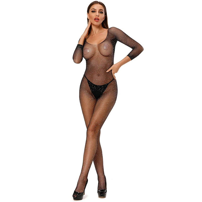 Bodysuit Tight fitting mesh jacket with exposed breasts and deep V-belt pantyhose sexy lingerie new items sissyfikation - Seprincess